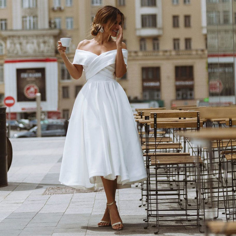 Attractive Comfortable Satin Dress Elegant Simple Wedding Dresses