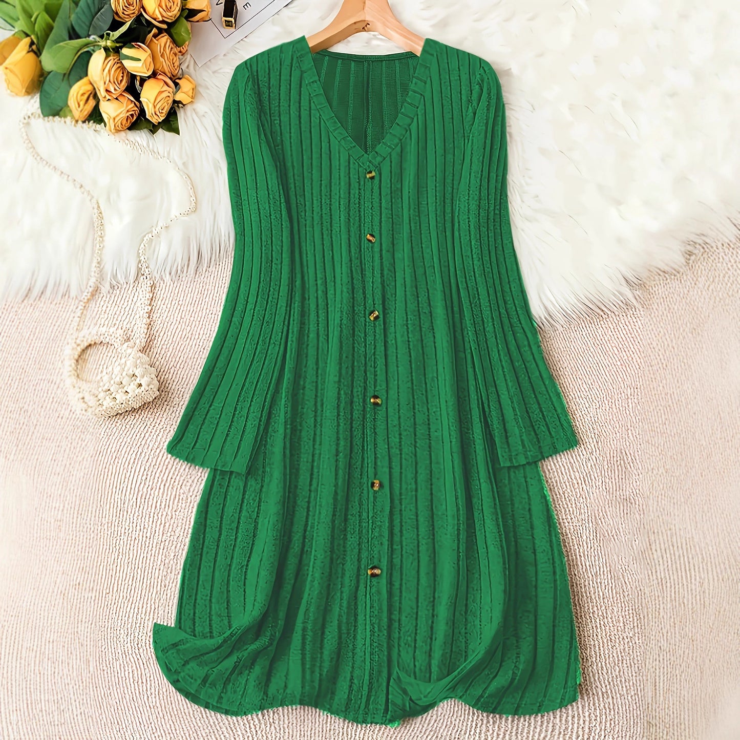 Elegant Inner Match Knitted Style Sunken Dress