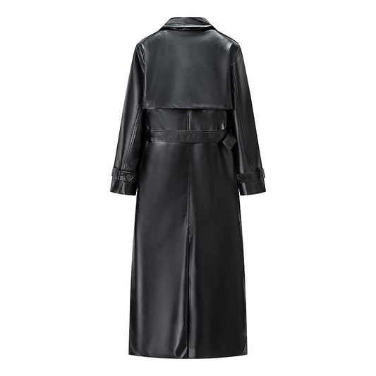 Women's Spring Street Fashion Imitation Leather Long Coats
