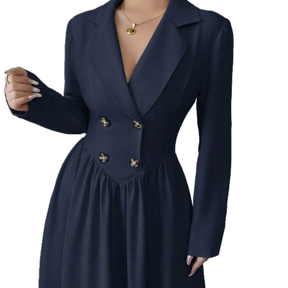 Women's High Waist Big Swing Pleated Temperament Dress
