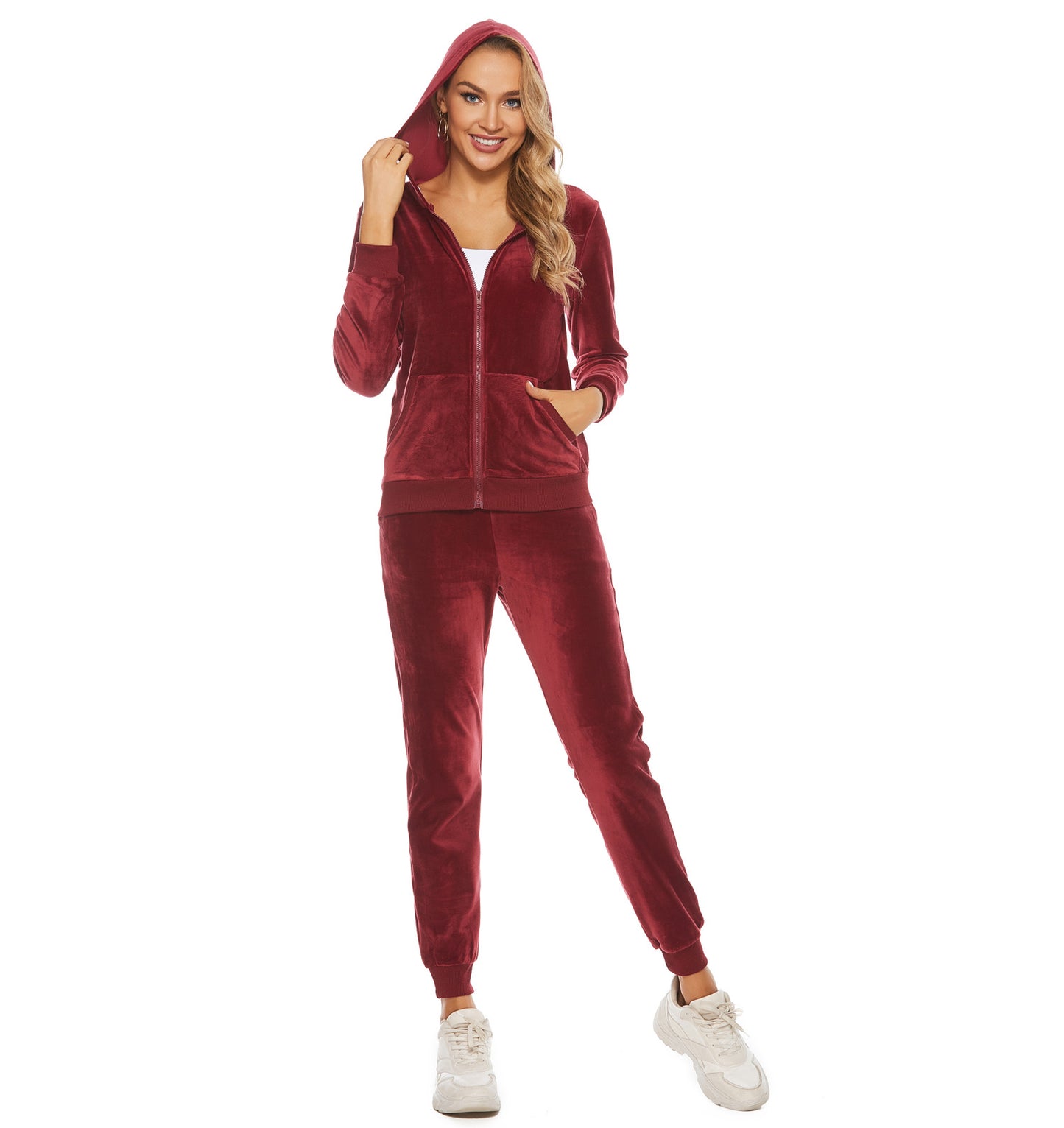 Veet Hooded Sports Casual Sweatshirt Two-piece Suits