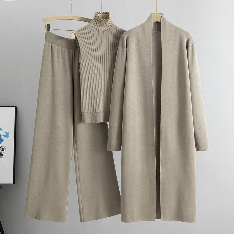 Lazy Temperament Knitting Sleeveless Three-piece Set Fashion Casual Suit