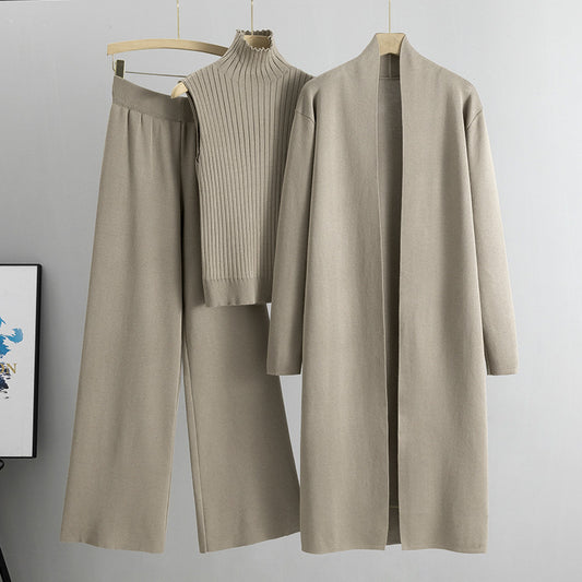 Lazy Temperament Knitting Sleeveless Three-piece Set Fashion Casual Suit