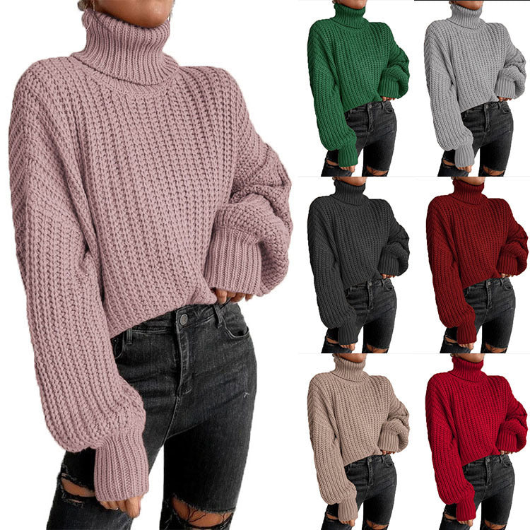 Women's Fashion Knitted Loose Pullover Turtleneck Sweaters