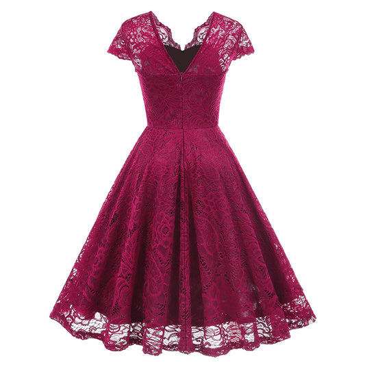 Women's Lace Sleeveless Dress Hepburn Vintage Dresses