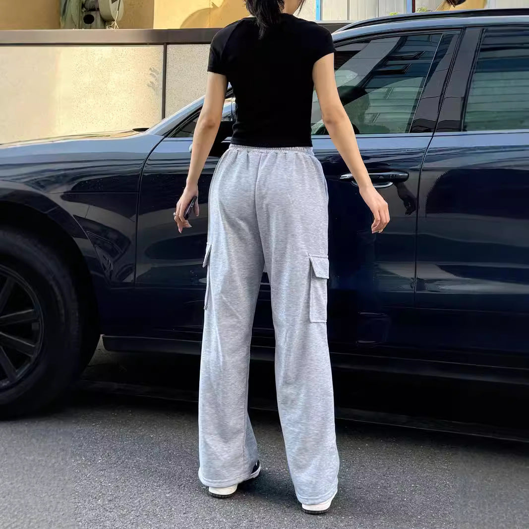 Women's Trendy Cargo Pocket Zipper Trousers Loose Pants