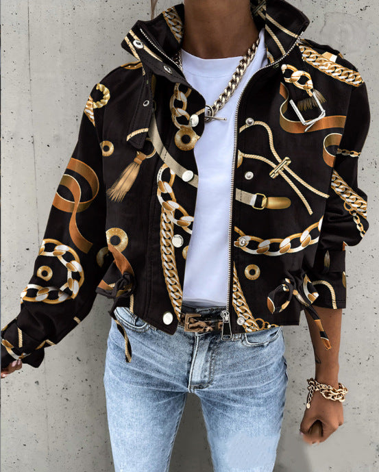 Women's Slouchy Creative Spring Printed Casual Coats