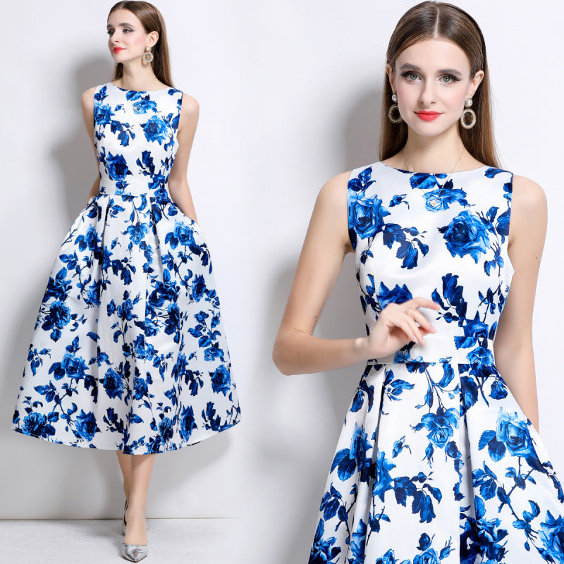 Women's Elegance Sleeveless Dress Summer High-grade Printed Dresses