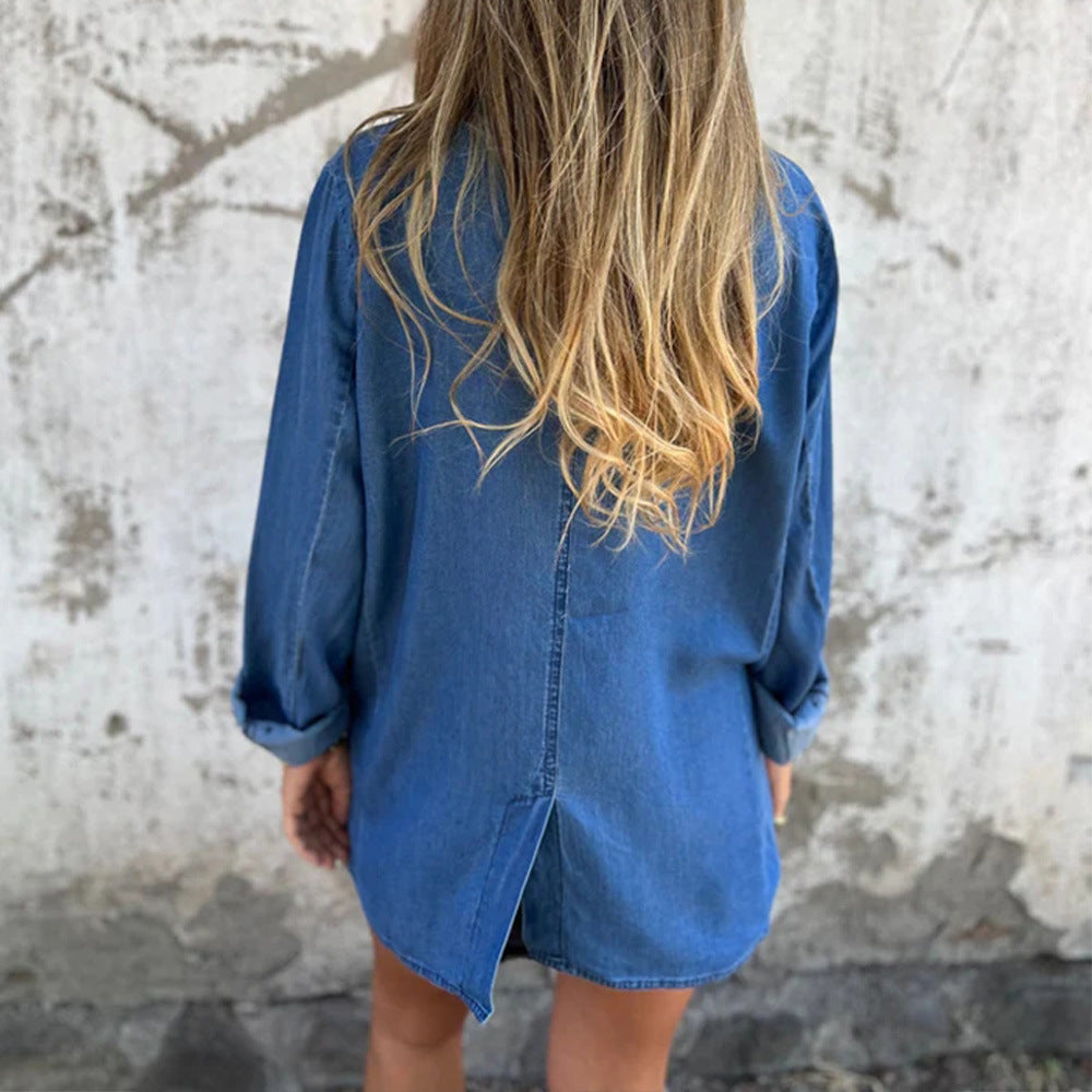 Women's Loose Pockets Solid Color Long Sleeves Coats
