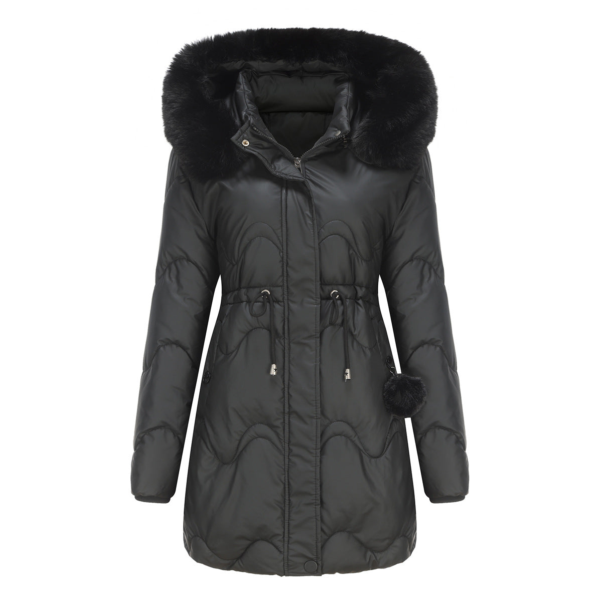Women's Clothes Detachable Hat Wool Warm Parka Removable Coats