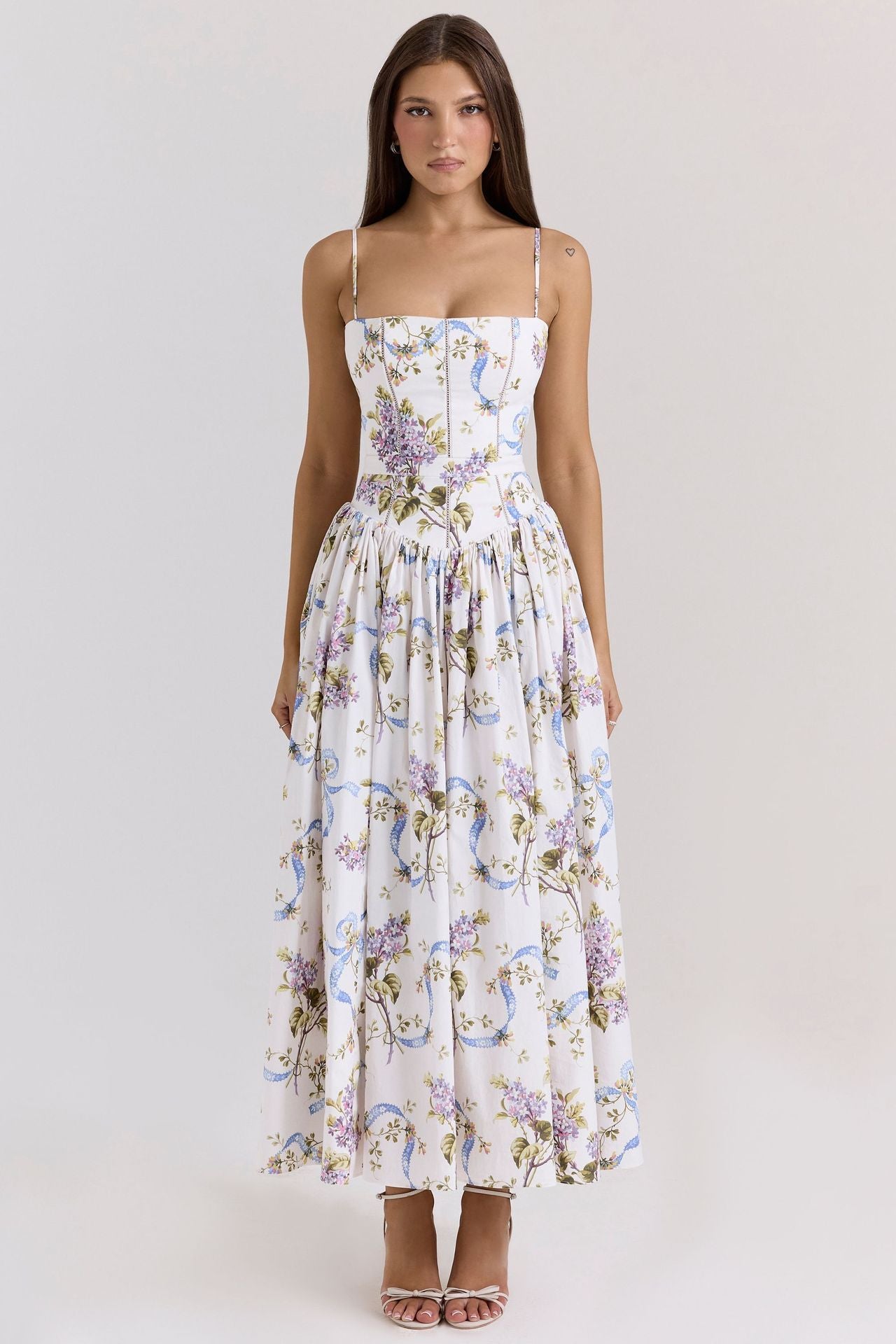 Elegant Gentle Slimming Floral Strap Dress Dresses