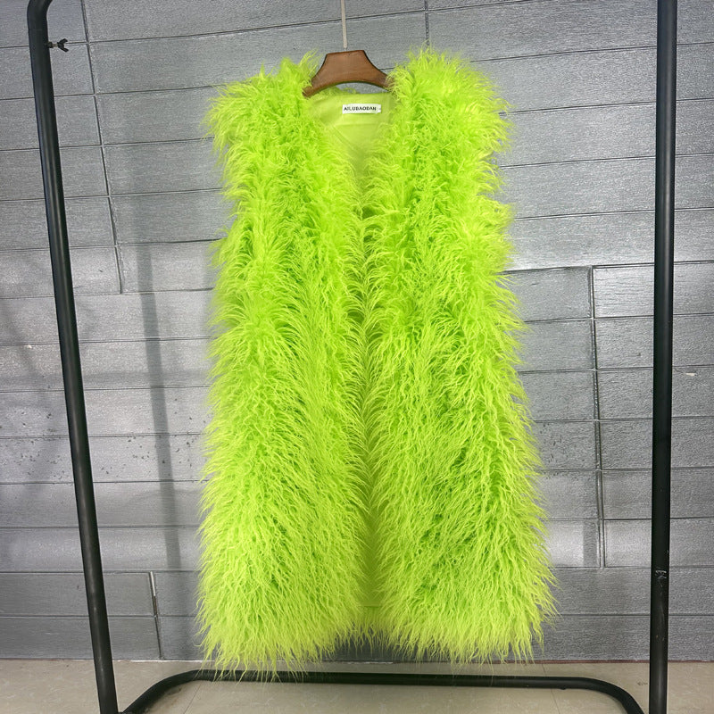 Women's Winter Lengthened Imitated Tibet Sheep Fur Coats
