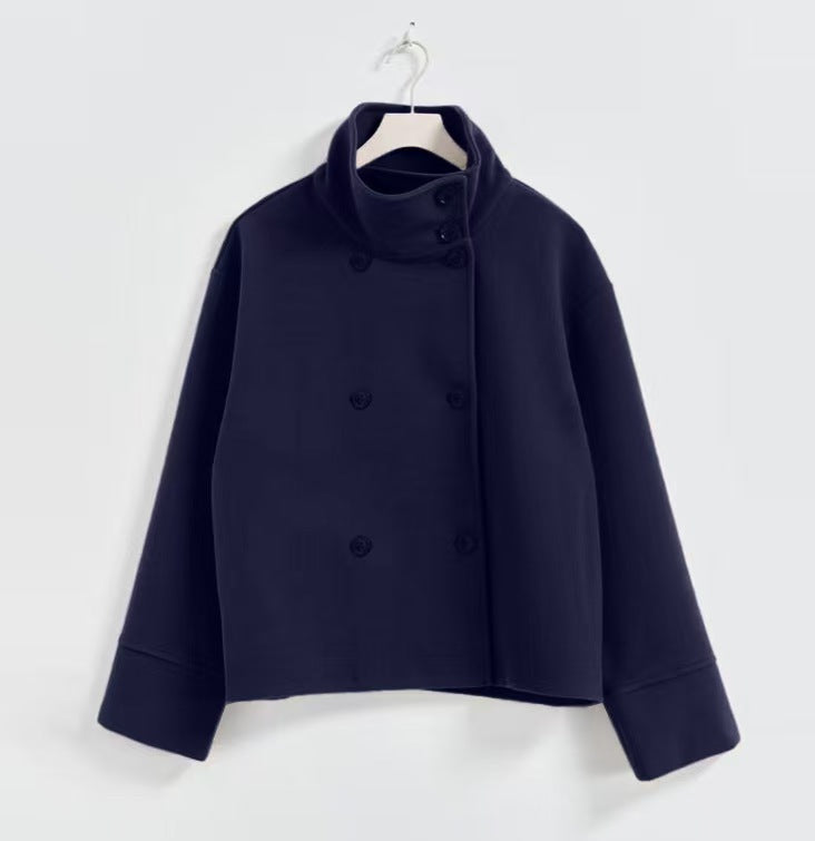 Graceful Stand Collar Double Breasted Woolen Coats