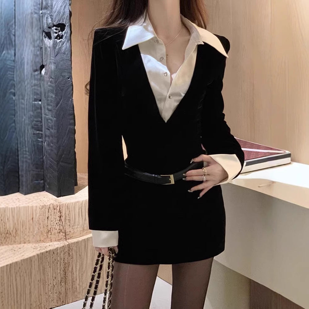 Women's Like Woman Wind Black Waist Slimming Pure Skirts