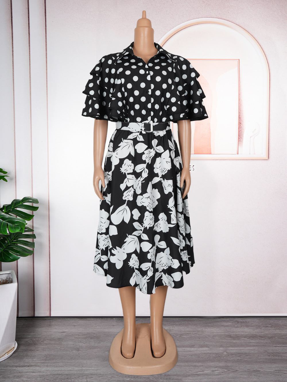 Women's Printed Shirt Dress A- Line African Dresses