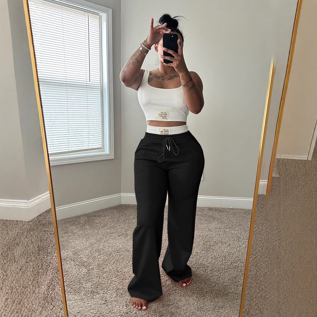Women's Design Label Sports High Waist Drawstring Suits