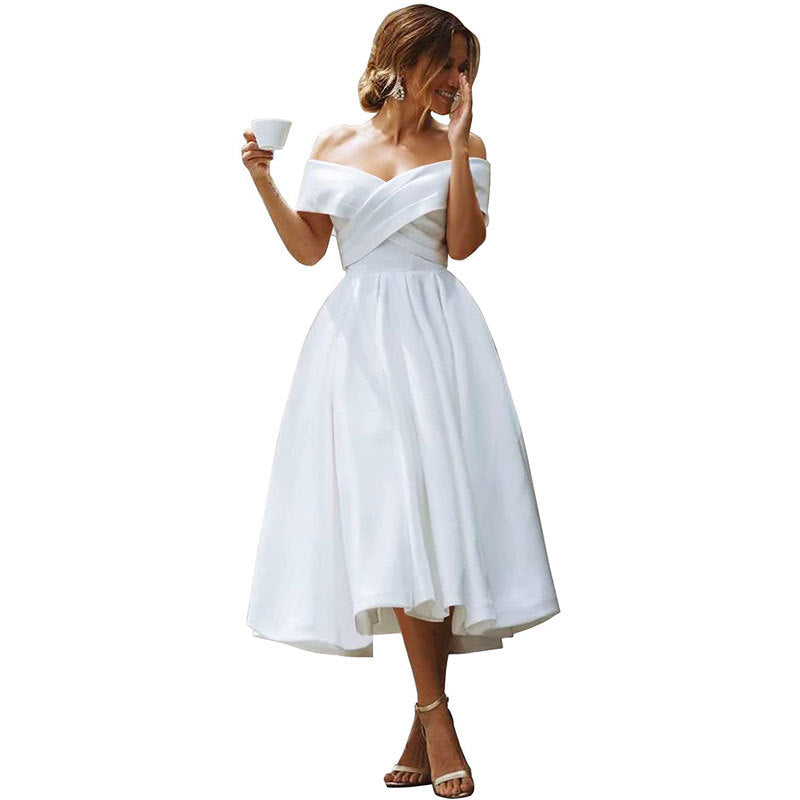 Attractive Comfortable Satin Dress Elegant Simple Wedding Dresses
