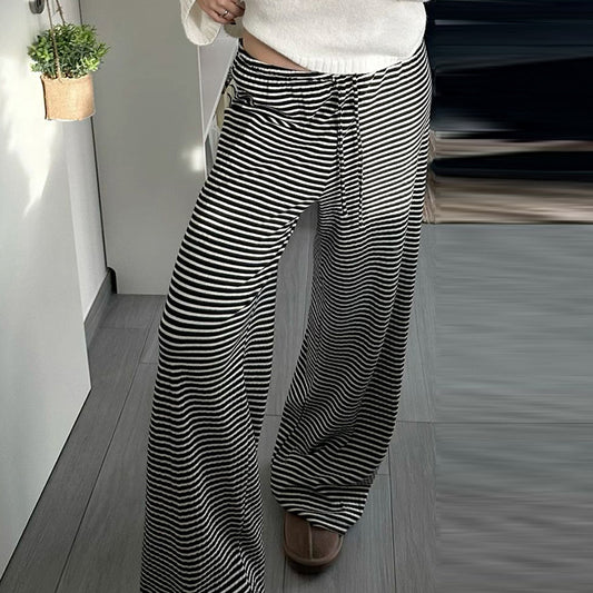 Niche Striped Design Loose Slimming Low Waist Casual Hot Pants