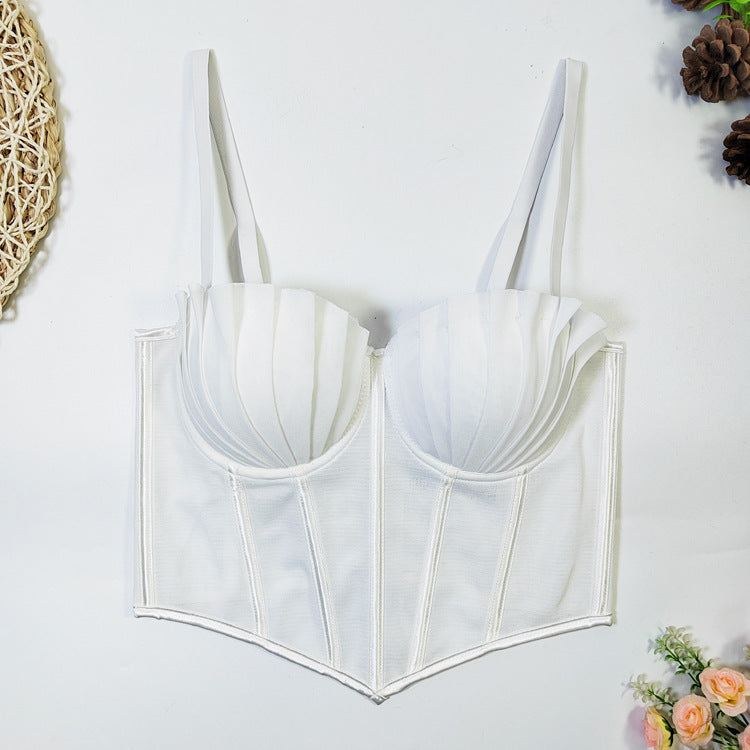 Women's French Style Design Mesh Lace Beautiful Back Underwear Outer Tops