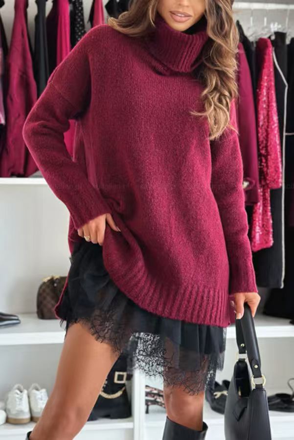 Women's Woolen Inner Wear Dress Lace Edge Tops