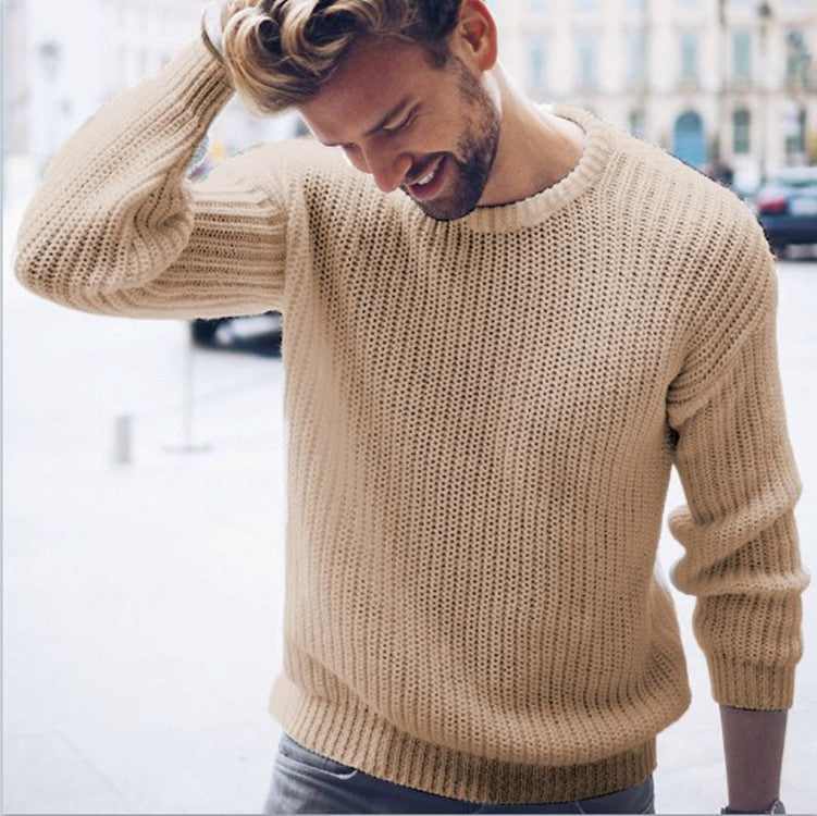 Men's Casual Round Neck Pullover Knitted Sweater