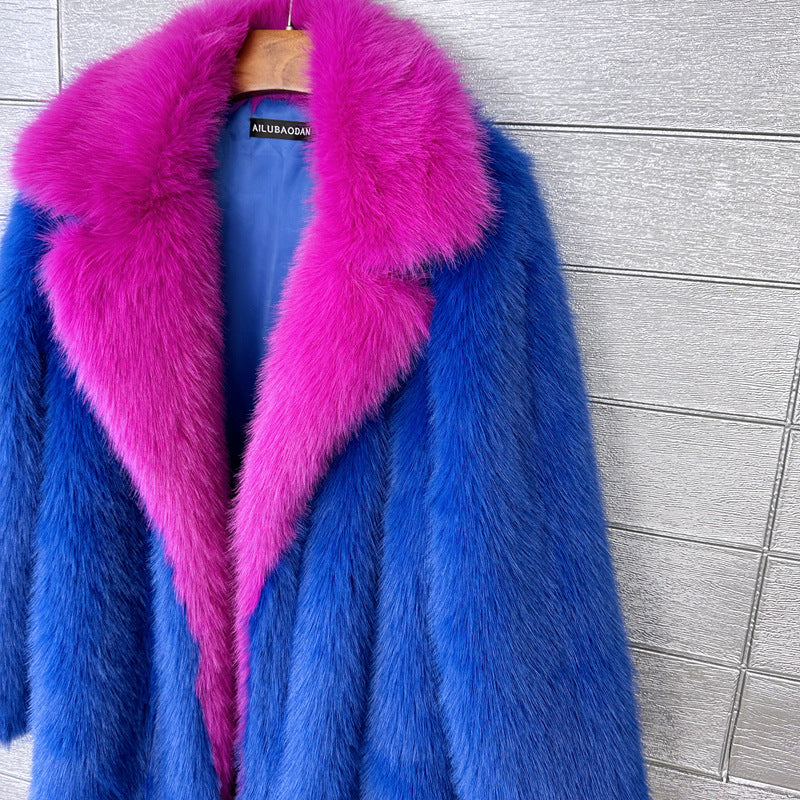 Women's Faux Plush Furry Imitation Fur Extended Coats