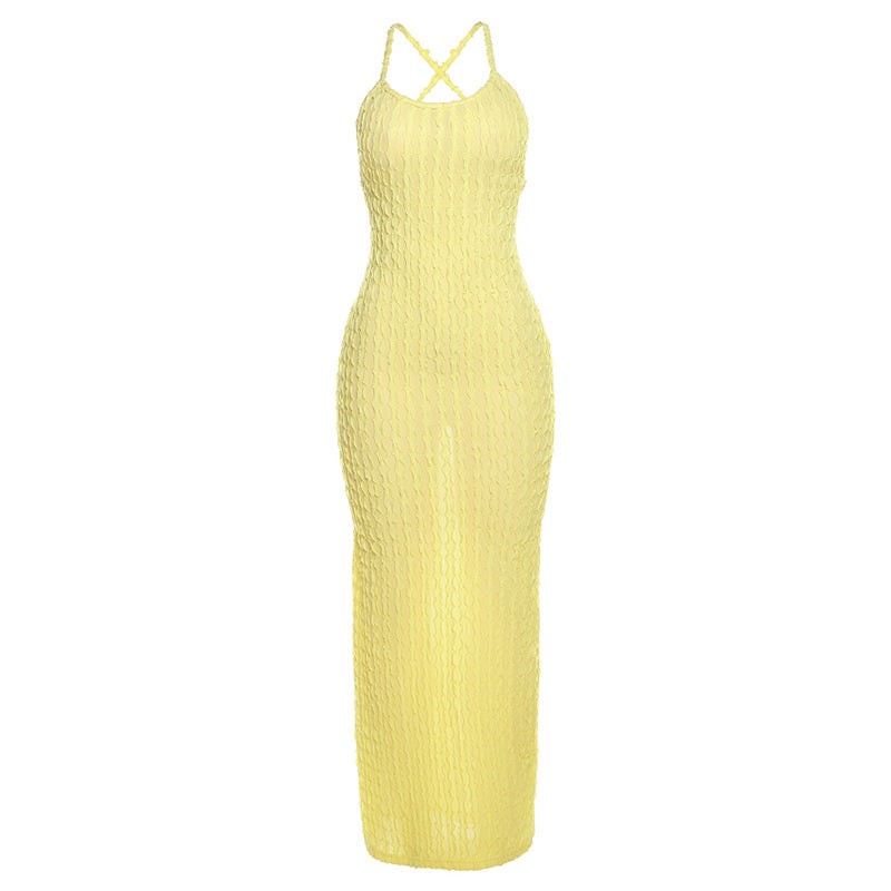 Women's Strap Backless Temperament Hot Solid Color Dresses