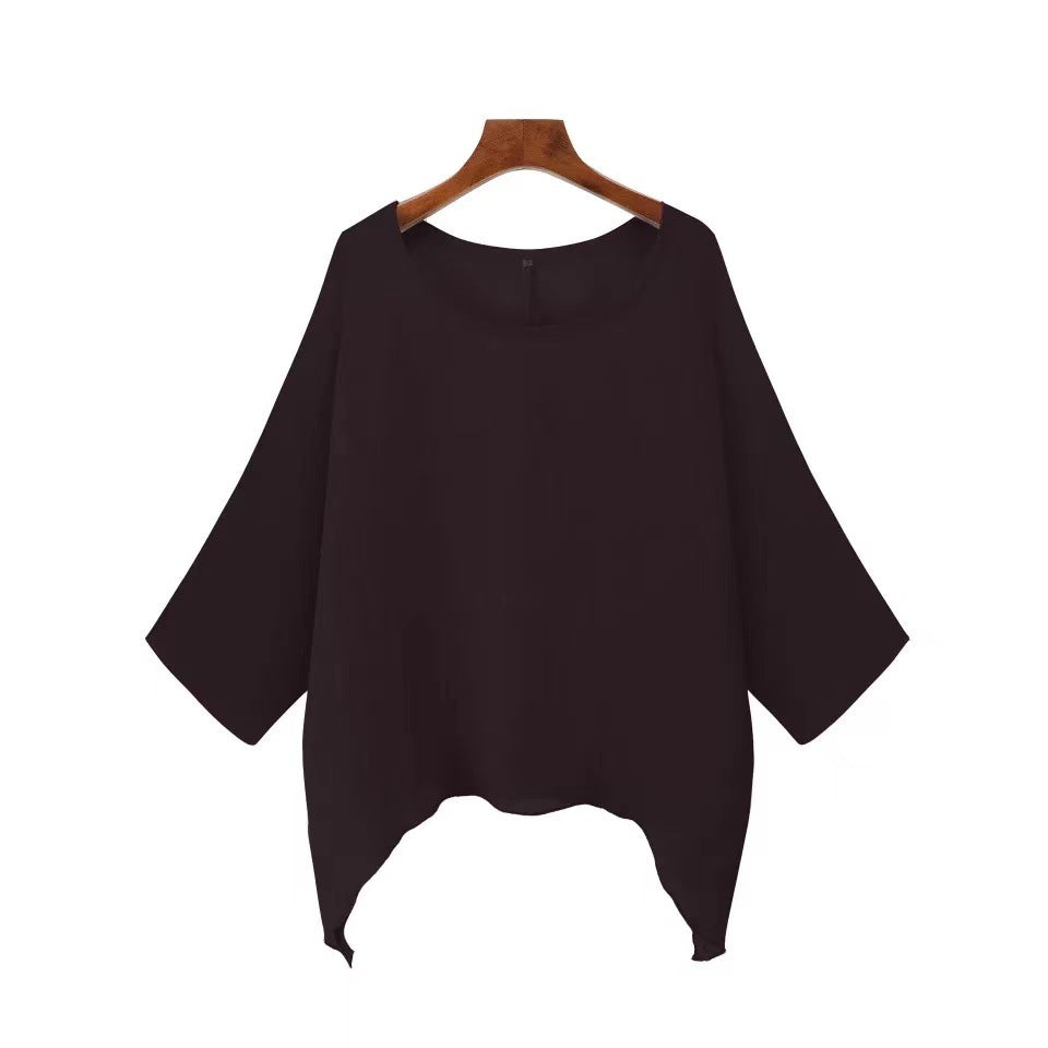 Women's Summer Irregular Sleeve Hem Fashion Solid Blouses