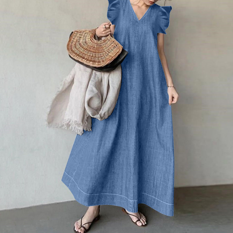 Denim Solid Color Temperament Commute Bohemian Loose Jumpsuits