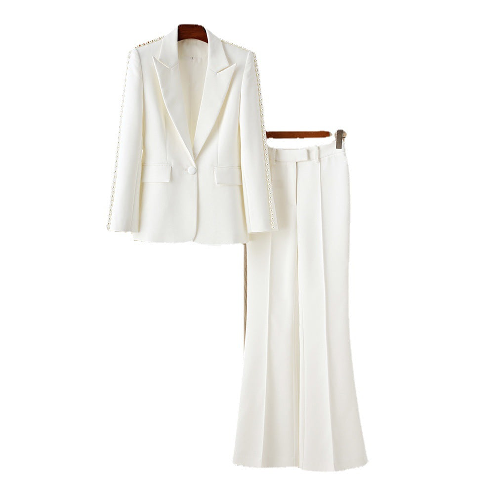 White Mid-length Trousers Fashion Two-piece Elegant Suits