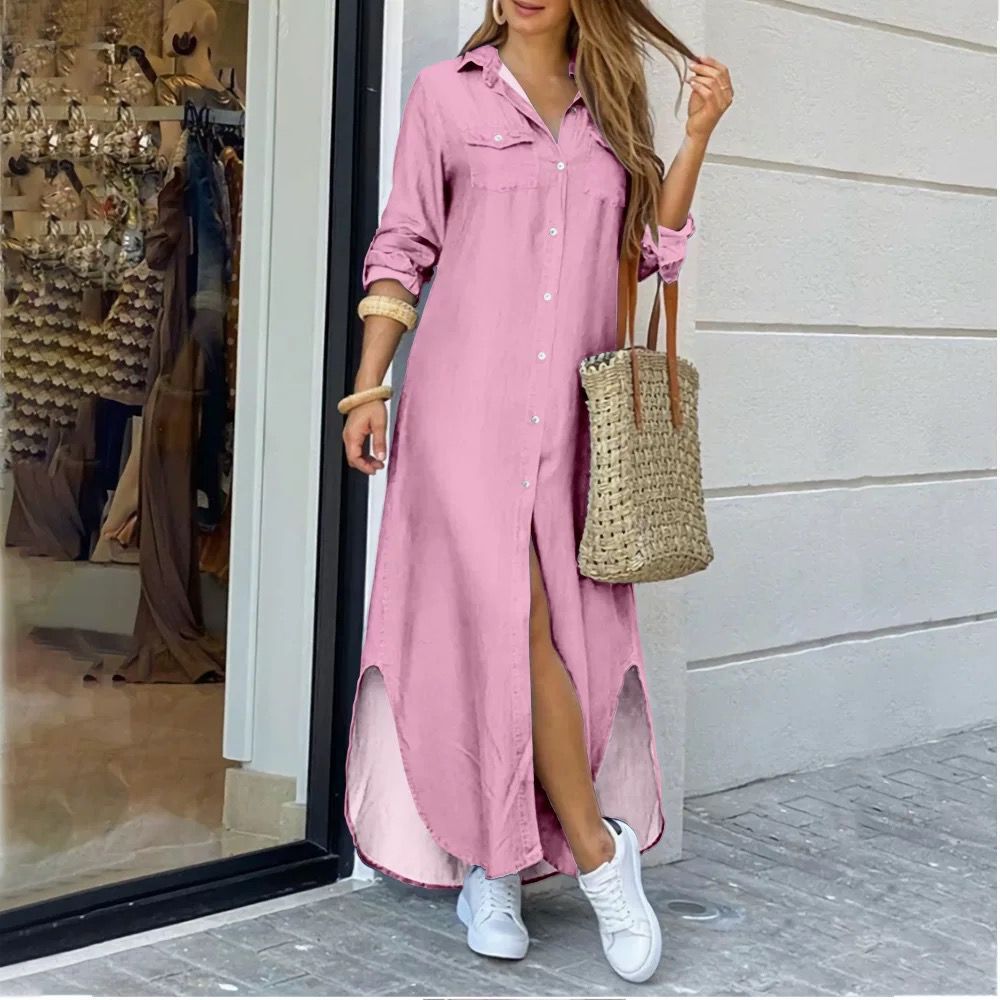 Comfortable Women's Fashion Sexy Print Shirtdress Dress