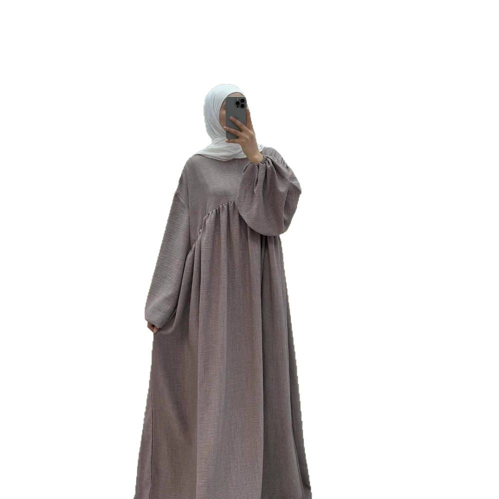 Women's Muslim Wear Robe Solid Color Loose Dresses