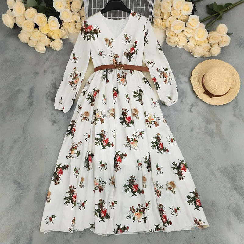 Autumn Fashion Temperament Long Sleeve Printed Dresses
