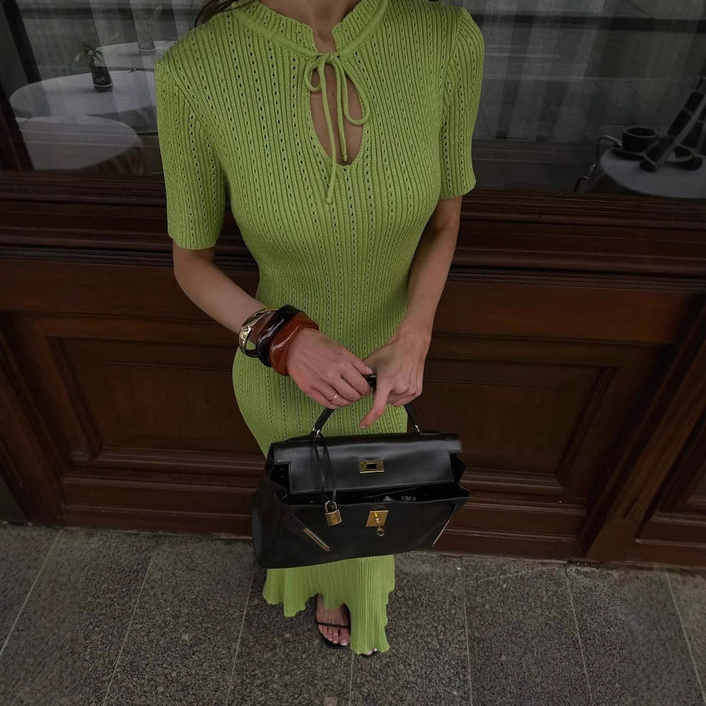 Women's Summer Candy Color Slim Dress Round Dresses