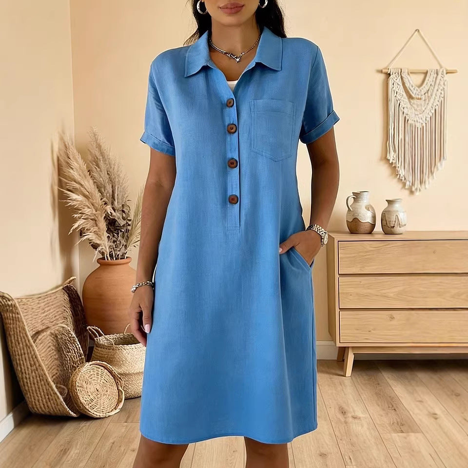 Women's Summer Comfort Casual Pocket Cotton Dress