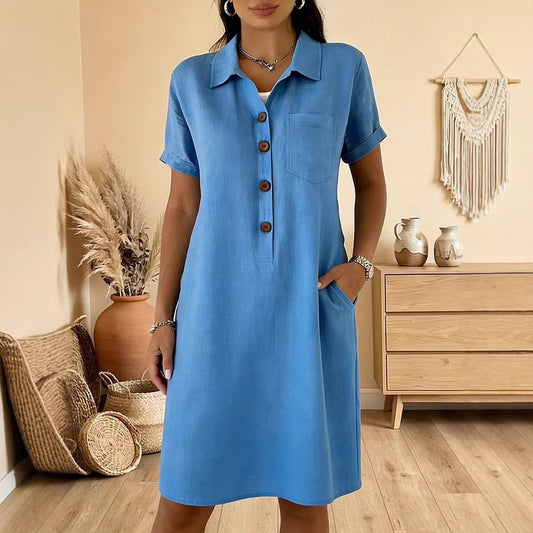 Women's Summer Comfort Casual Pocket Cotton Dress