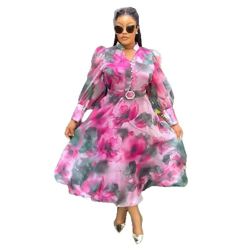 Women's Large Printed Long Dress Independent Fashion Dresses