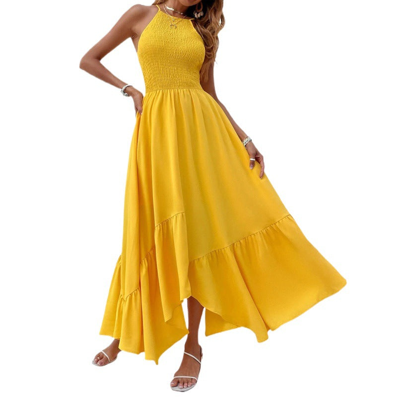 Cool Popular Solid Color Asymmetric Suspender Dress