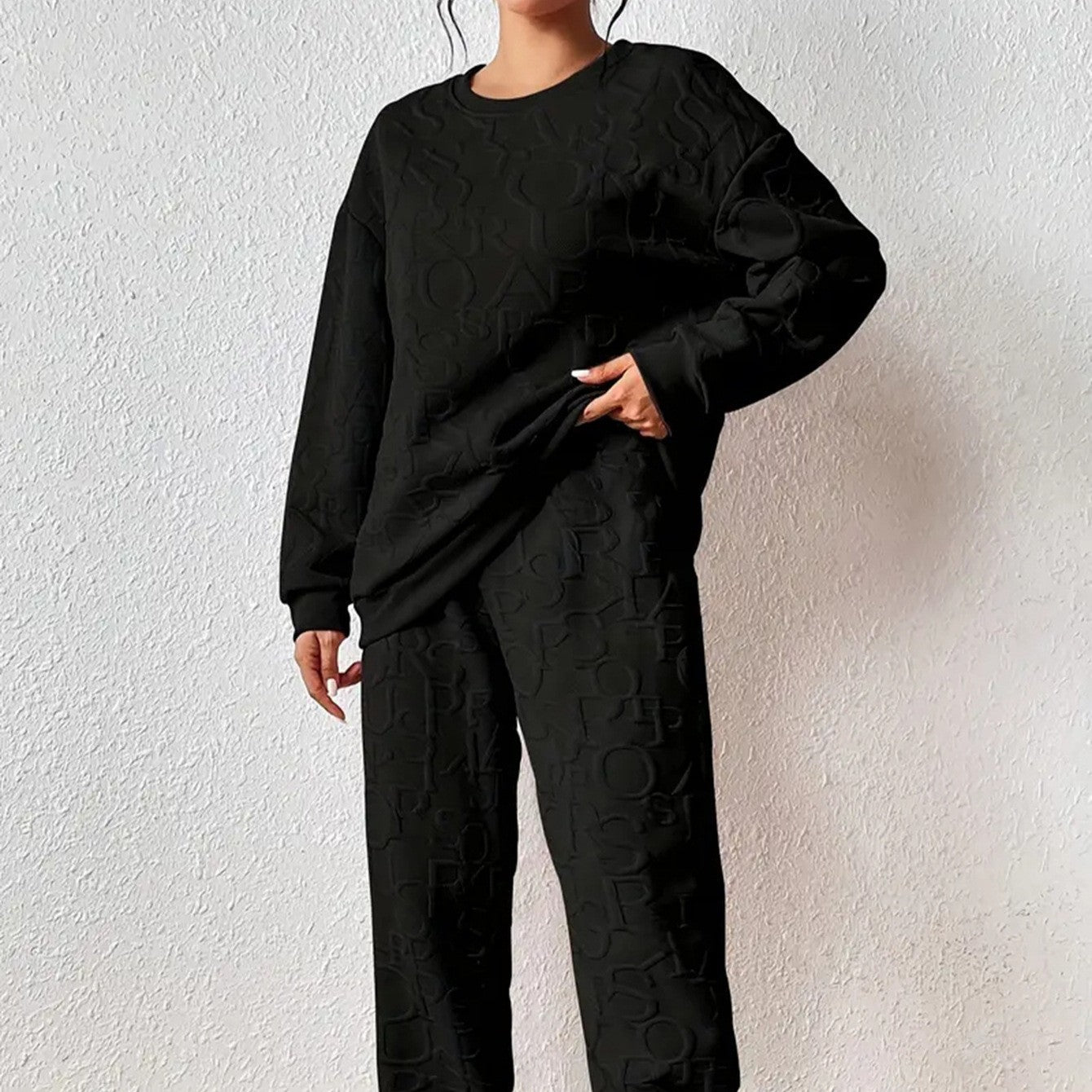 Women's Fashion Jacquard Thread Casual Two-piece Female Suits