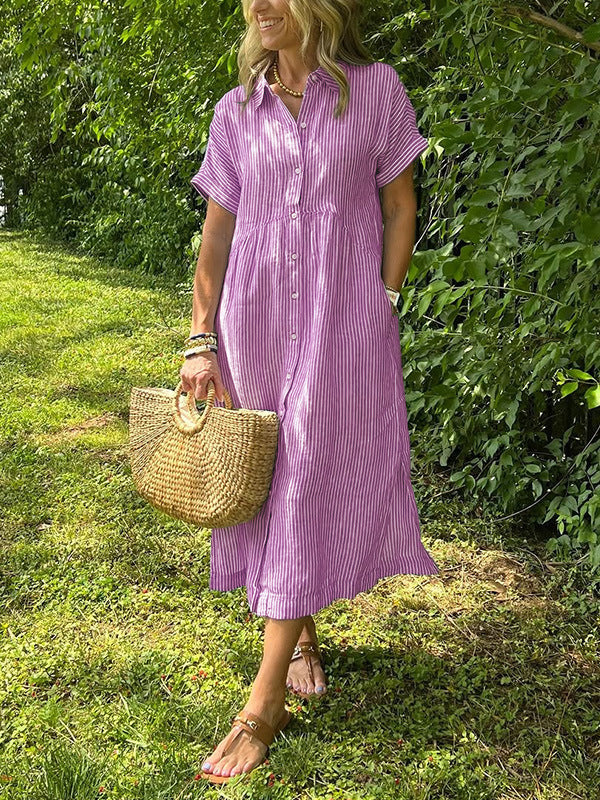 Women's Sleeve Shirt Summer Casual Cotton Linen Skirts