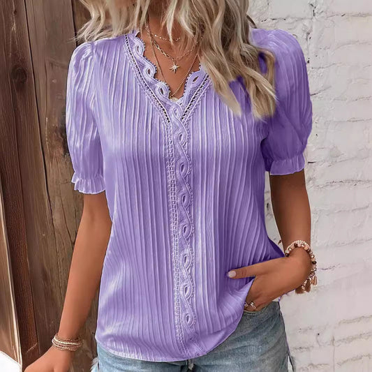 Women's Summer Holiday Fashion Short-sleeved Shirt Blouses