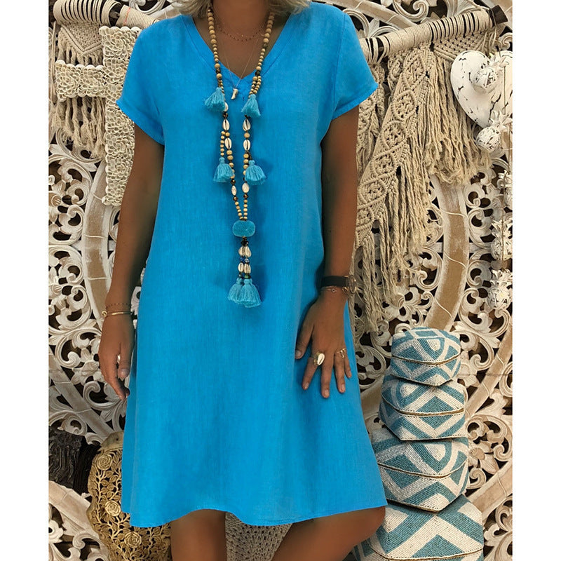 Women's Spring Eleven Color Solid Sleeve Dress Shorts