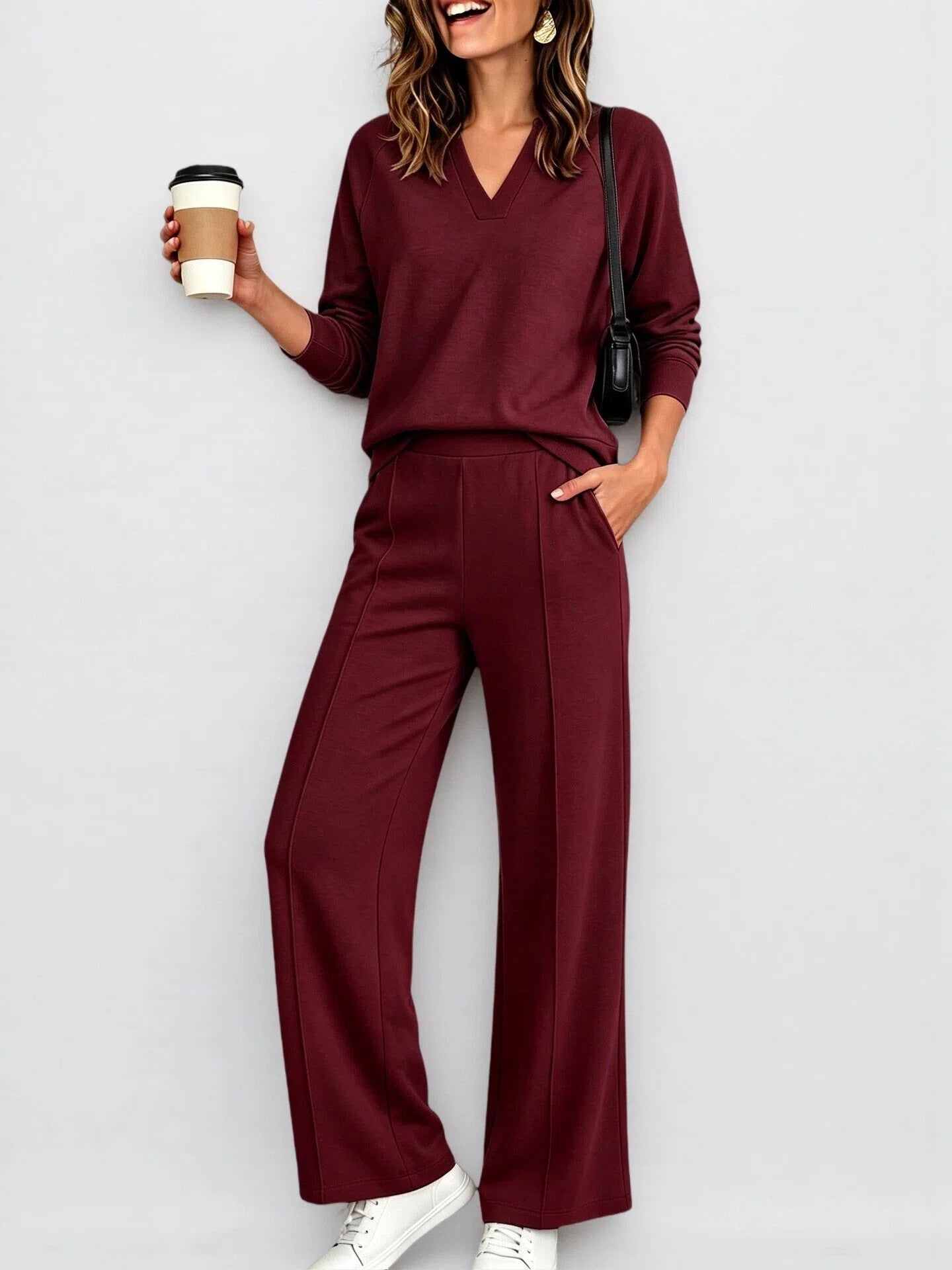 Women's Sportswear Solid Color Long-sleeved Trousers Fashion Casual Suit