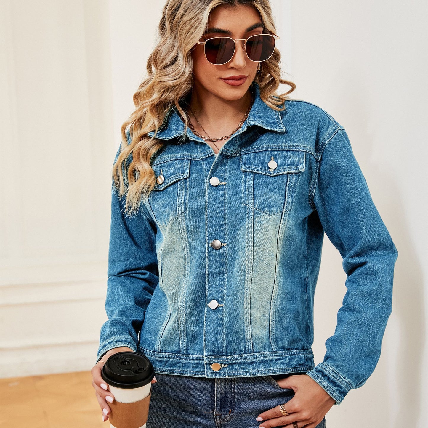 Women's Washed Denim Casual Long Sleeve Jackets