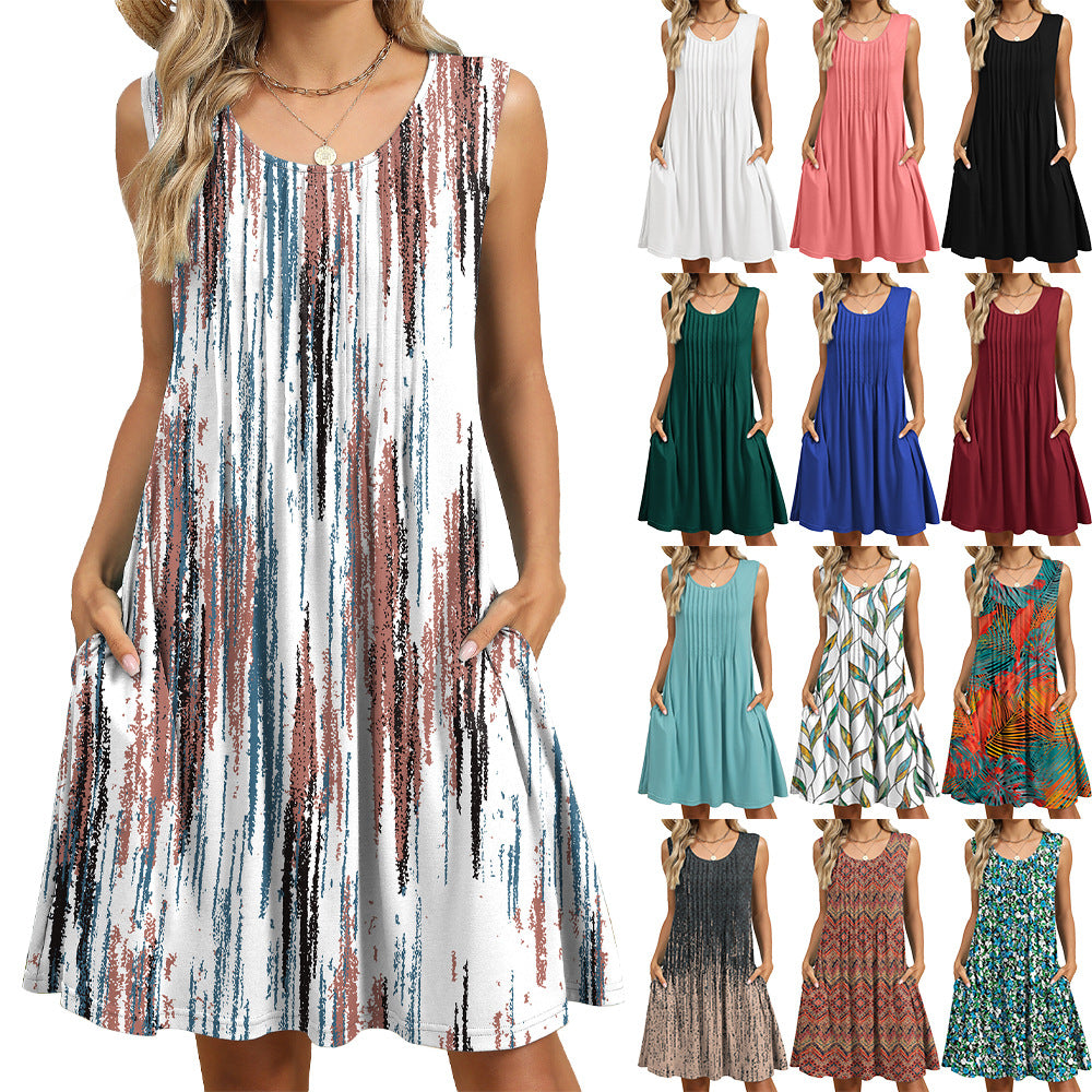 Elegant Cool Women's Printed Loose Pockets Vests
