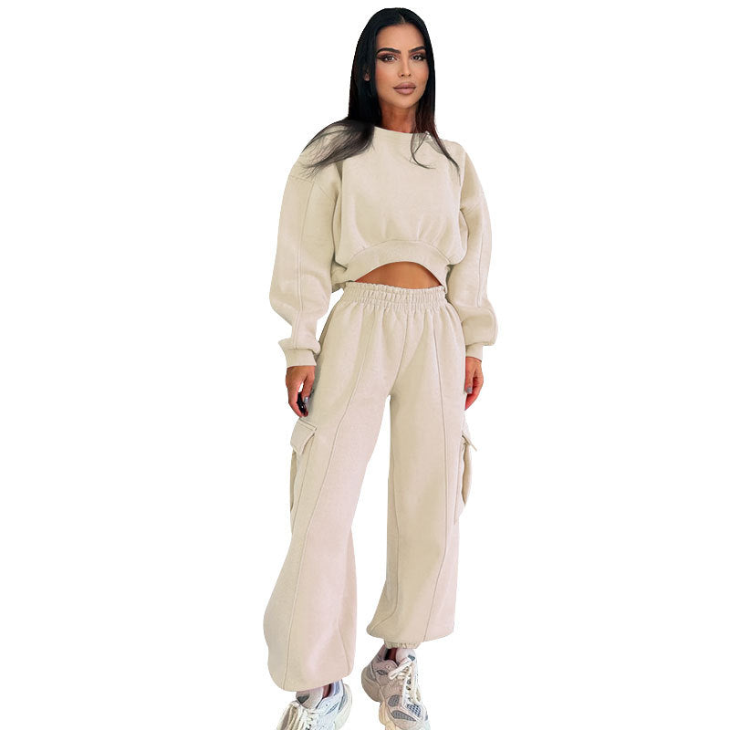 Women's Autumn High Waist Pocket Loose Suits