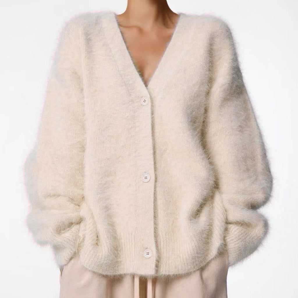 Women's Imitation Marten Idle Style Loose Soft Cardigans