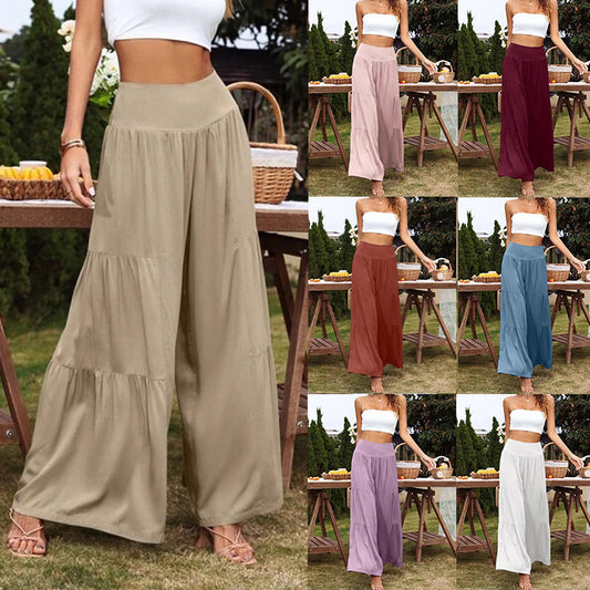 Women's Casual High Waist Wide Leg Cotton Pants