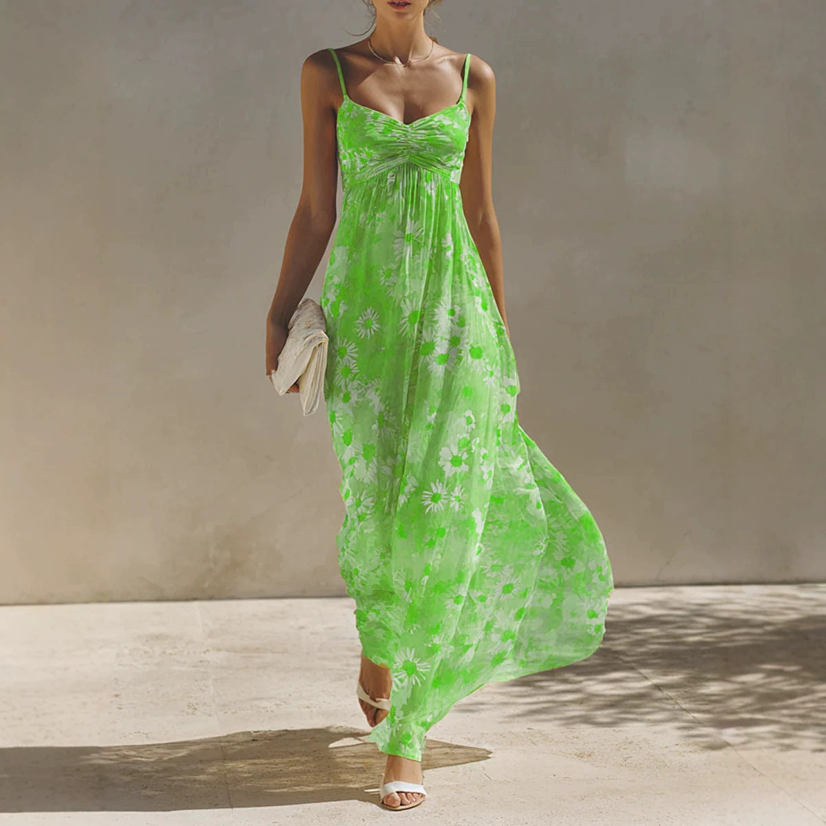 Summer Fashion Printing Slip Vacation Seaside Dress