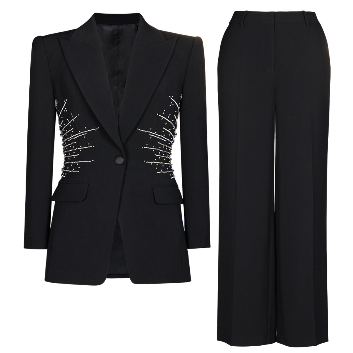 Women's Stylish Beaded Two-piece Set Temperament Suits